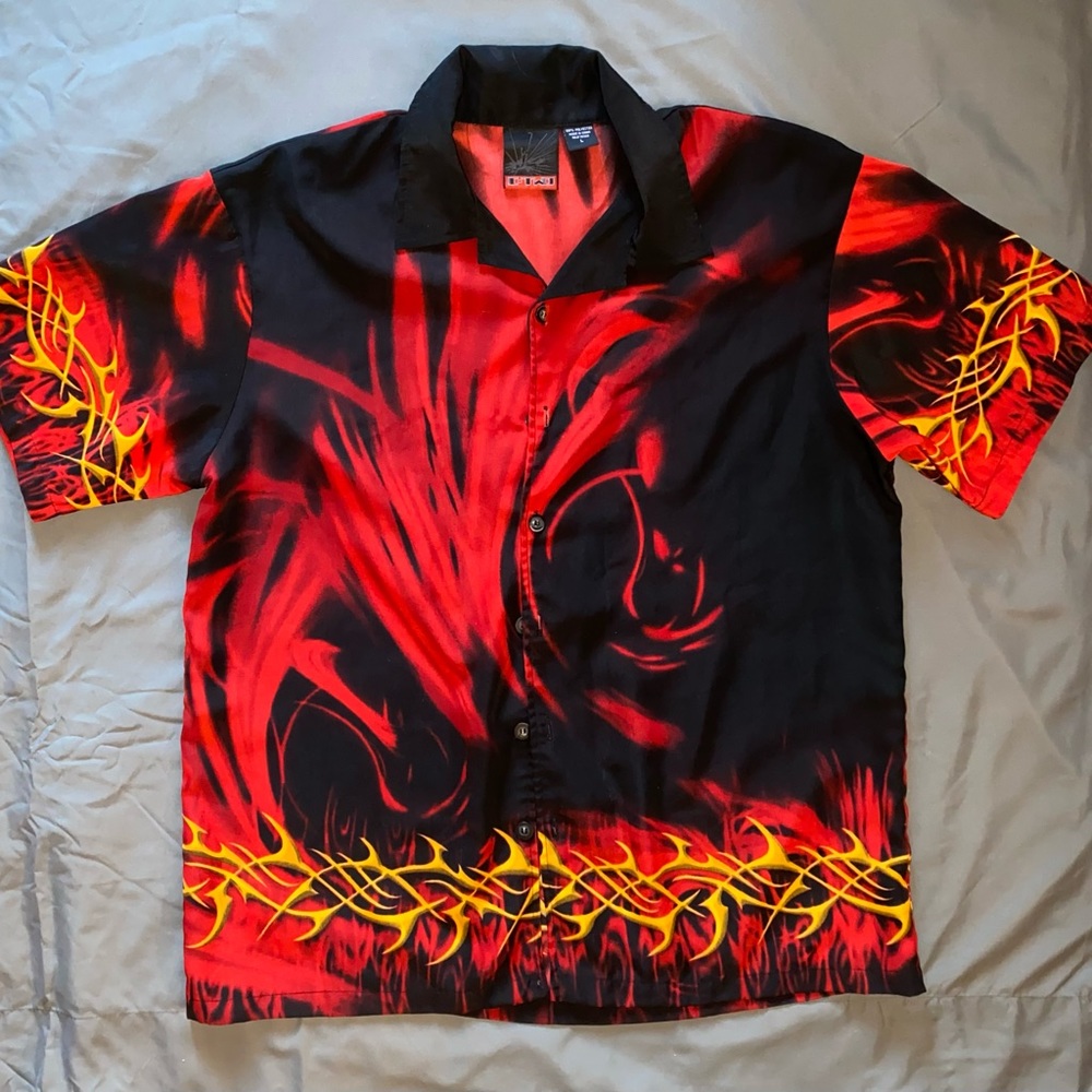 Vintage Y2K C-Two Flames Button Down